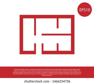 Red House plan icon isolated on white background.  Vector Illustration