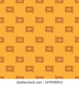 Red House plan icon isolated seamless pattern on brown background.  Vector Illustration