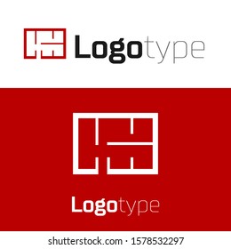 Red House plan icon isolated on white background. Logo design template element. Vector Illustration