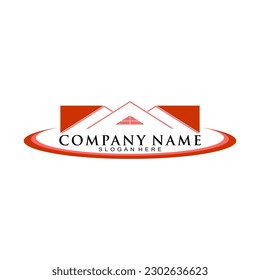 Red house roof vector logo