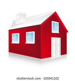 red house  with shadow over white background. vector illustration