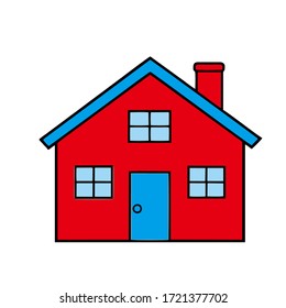 diseño vectorial de construcción de tres ventanas de la casa roja