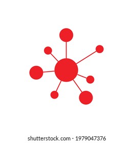 red hub network connection line vector icon