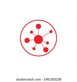 icono de vector de línea de conexión de red concentrador rojo
