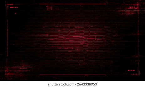 Red hud background glitch vector for technology concept. Abstract high tech data display with digital error lines, futuristic interface.