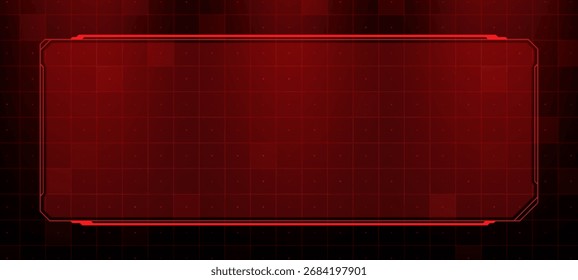 Elemento de hud rojo sobre fondo de rejilla. Panel de interfaz digital futurista. Visualización de información gráfica. Abstractas concepto de tecnología moderna.