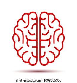 Red human brain icon - stock vector