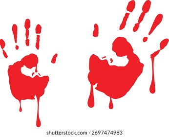 Red Human Handprint and Hand Splatter Marks
