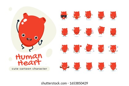 The Red Human Heart. Isolated Vector Illustration