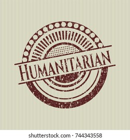 Red Humanitarian distress rubber seal with grunge texture