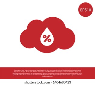 Red Humidity icon isolated on white background. Weather and meteorology, cloud, thermometer symbol. Vector Illustration