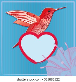 Red Hummingbird Valentine Card