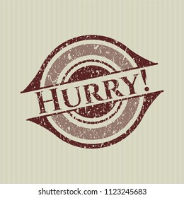 Red Hurry! distressed grunge stamp