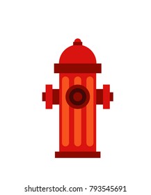 Red hydrant. Flat illustration.