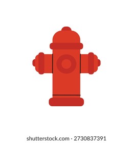 Red hydrant icon. Water supply column for firefighting. Vector illustration in color flat style for training materials.