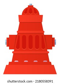 Red Hydrant - Modern Flat Design Style Single Isolated Image. Neat Detailed Illustration Of Fire Extinguishing Device. Safe Urban Environment, Water Supply Networks. Flame And Ignition Prevention Idea