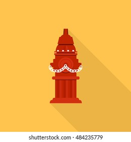 Red hydrant sign icon. Vector. Flat
