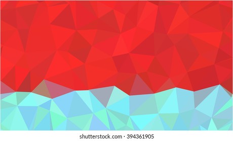 Red and ice color low poly background