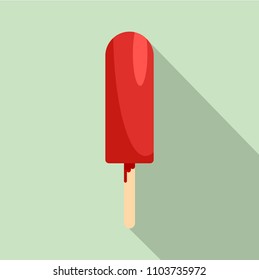 Red ice cream icon. Flat illustration of red ice cream vector icon for web design