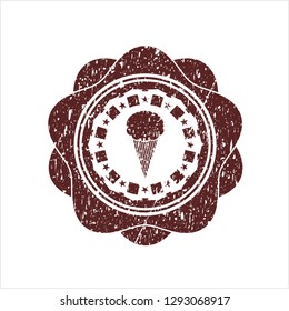 Red ice cream icon inside rubber seal
