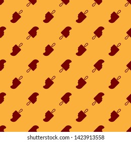 Red Ice cream icon isolated seamless pattern on brown background. Sweet symbol. Vector Illustration