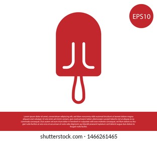 Red Ice cream icon isolated on white background. Sweet symbol. Vector Illustration