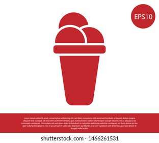 Red Ice cream icon isolated on white background. Sweet symbol. Vector Illustration