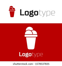 Red Ice cream icon isolated on white background. Sweet symbol. Logo design template element. Vector Illustration