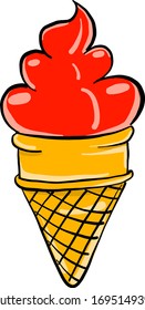 Red ice cream, illustration, vector on white background
