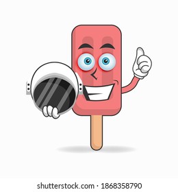 The Red Ice Cream mascot character becomes an astronaut. vector illustration