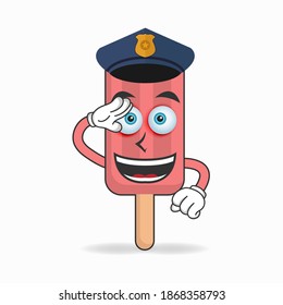 The Red Ice Cream mascot character becomes a policeman. vector illustration