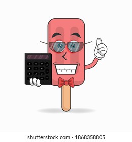 The Red Ice Cream mascot character becomes an accountant. vector illustration