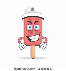The Red Ice Cream mascot character becomes a captain. vector illustration