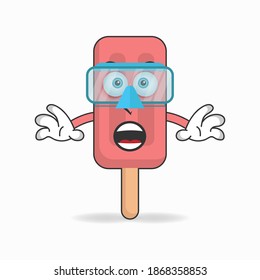 The Red Ice Cream mascot character is diving. vector illustration