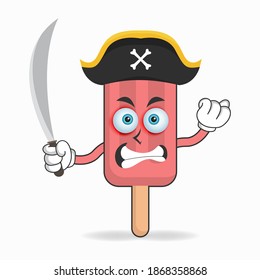 The Red Ice Cream mascot character becomes a pirate. vector illustration