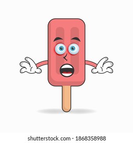 Red Ice Cream mascot character with shocked expression. vector illustration