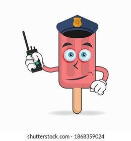 The Red Ice Cream mascot character becomes a policeman. vector illustration