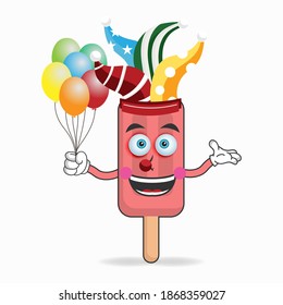 The Red Ice Cream mascot character becomes a clown. vector illustration