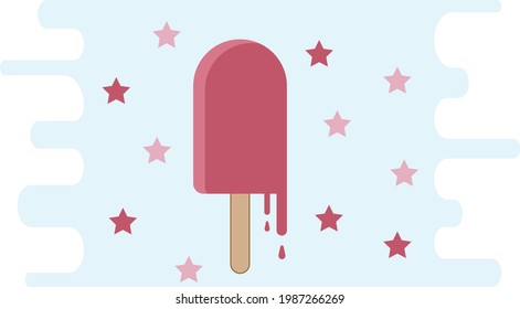 Red ice cream with melting from the stars professionally