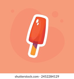 Red Ice cream. Summer sticker.