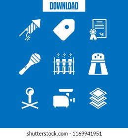red icon. 9 red vector set. sealed diploma, test tube, layers and condiment icons for web and design about red theme