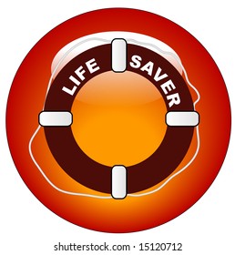 red icon or button for  life preserver with words life saver