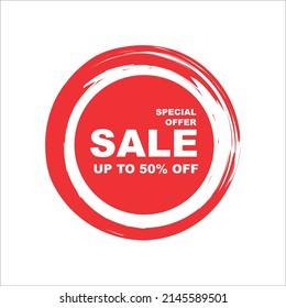 Red icon discount 50% off, vector