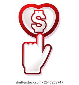 Red icon donate now button for website symbol of help and charity