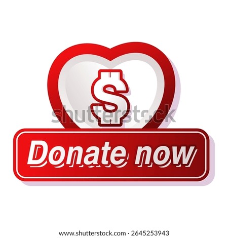 Red icon donate now button for website symbol of help and charity