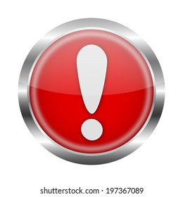 red icon exclamation isolated on white background
