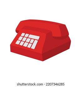 Red icon. Flat illustration of home phone vector icon isolated on white background