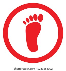 red icon foot with a circle