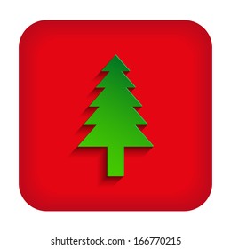 Red icon with a green Christmas tree