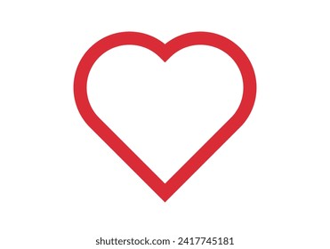 Red icon of a heart made with stroke.